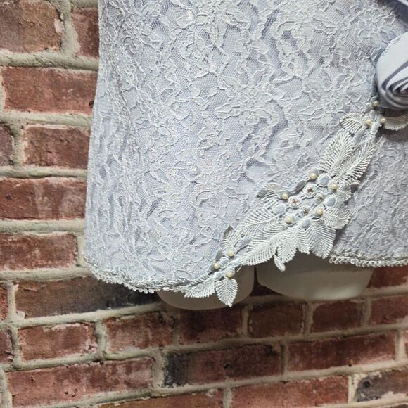 Patra Floral Lace Blazer Jacket | Women’s 13/14 | Light Blue Short Sleeve - Picture 5 of 8